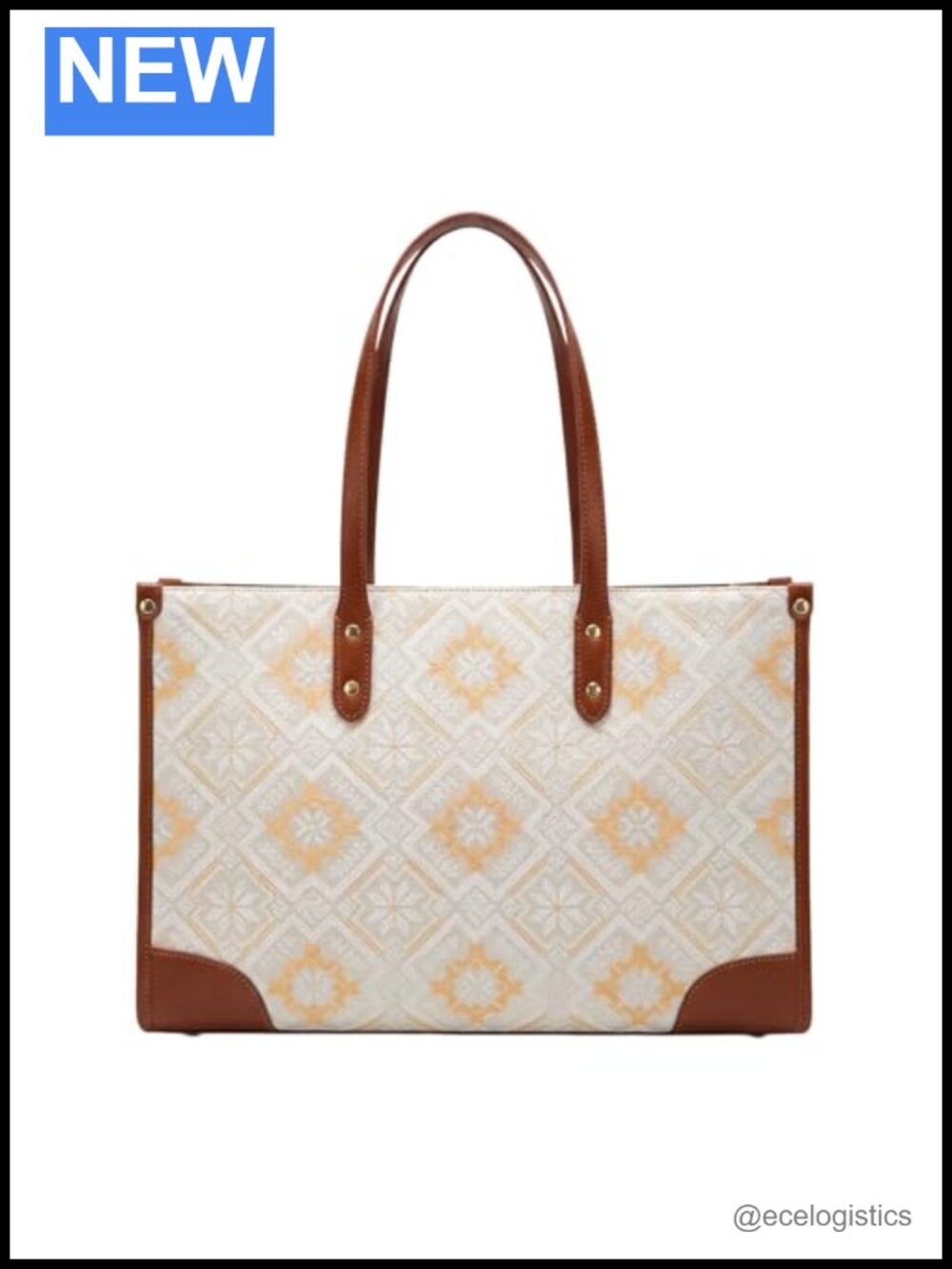 Ethnic Brocade Tote Bag for Women, Faux Leather Trim, Structured Satchel,